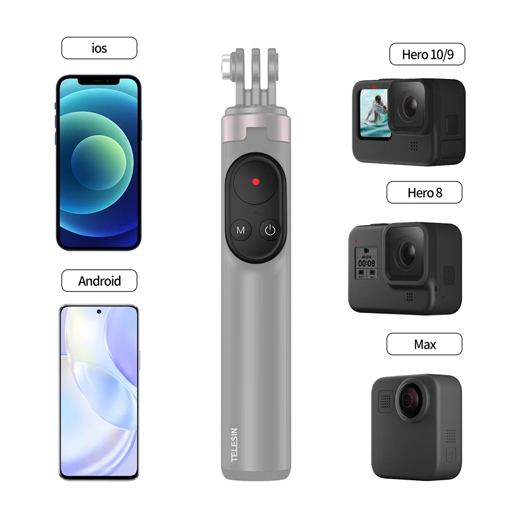 Телесин 72 м беспроводной Bluetooth пульт дистанционного управления для GoPro 10 селфи