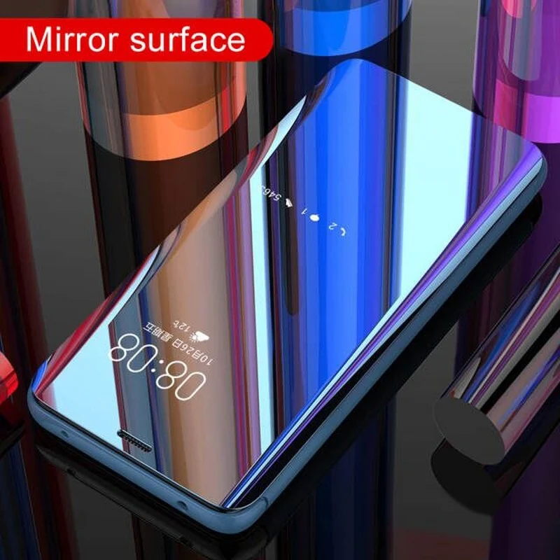 

Mirror Smart Case For Xiaomi Redmi 9 9A 9C 8A 8 K30 Pro Flip Cover Redmi Note 9 8 Pro Shockproof View PU Leather Kickstand Case
