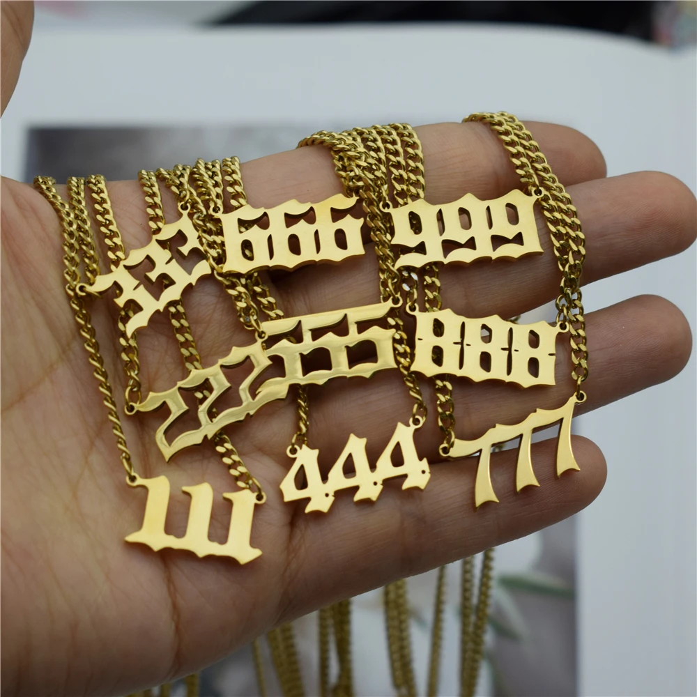 Кубинская цепь 111 222 333 444 555 666 777 888 999 1010 1234 ожерелье с цифрами ангела для женщин