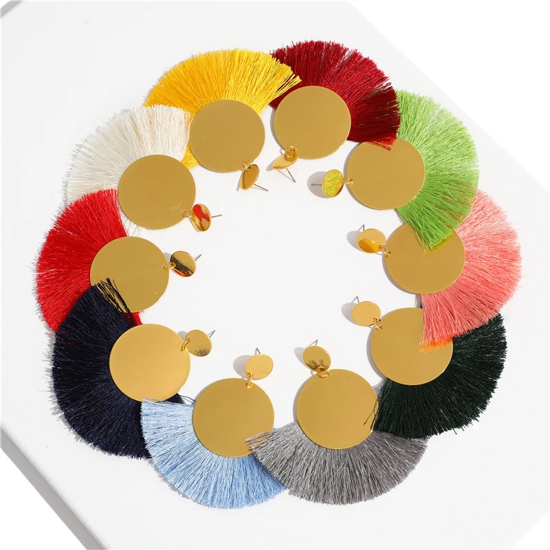 

Women'S Earrings Fashion Round Dangle Drop Tassel Earrings For Women Geometric Gold Earring Wedding 2020 Jewelry