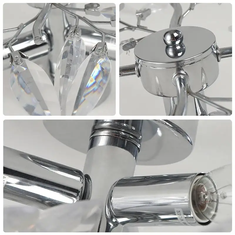 

40W Ceiling Chandelier Crystal Leaves Decorative led Ceiling Lamps for Living Room Bedroom Indoor Lighting Decorative E14 Blubs