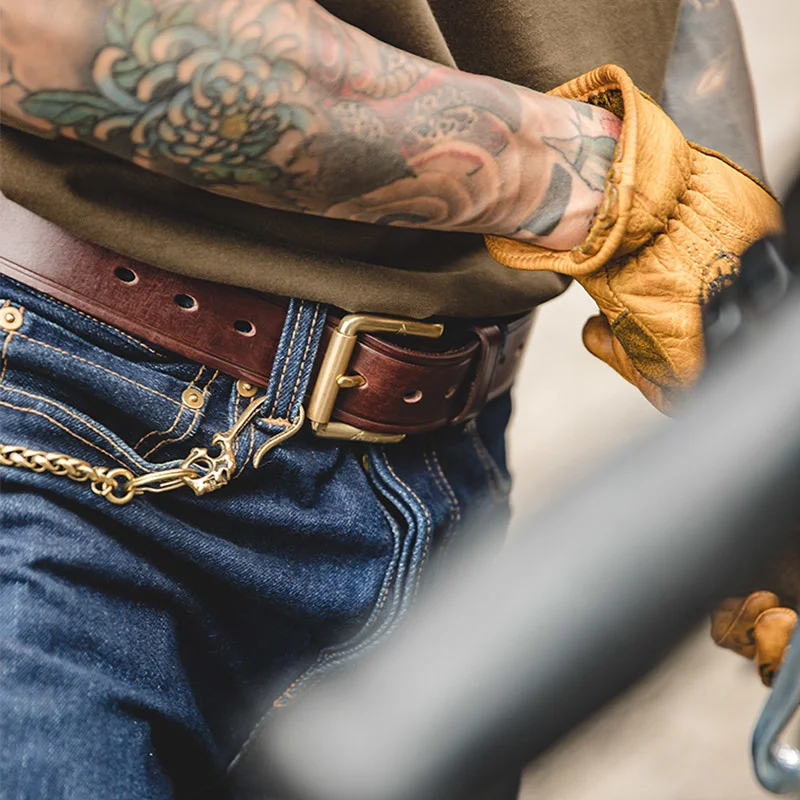 Скидка Ремень мужской из натуральной бычьей кожи, роскошный модный классический пояс с классической пряжкой с язычком, кофейный