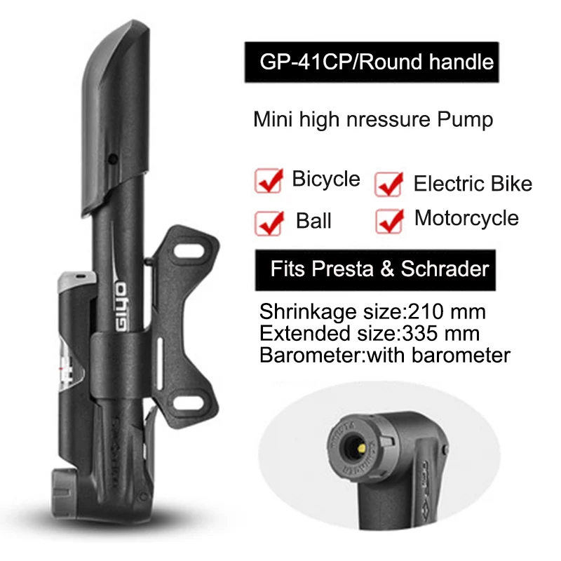GP41CP Black GIYO велосипедный насос, мини ручной насос Schrader Presta с клапаном, велосипедный воздушный насос, игрушечный шарик, насос для шин MTB, аксессуары для горного велосипеда - Цвет: GP41CP Black