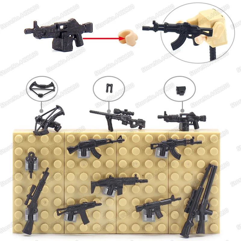 Фигурки оружия из строительных блоков военной экипировки, огнестрельных моделей, солдат и подарков на Рождество для мальчиков.
