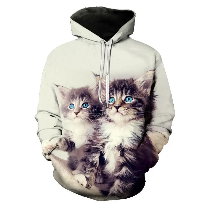 

Women's Two Cat Sweatshirts Long Sleeve 3D Hoodies Sweatshirt Pullover Tops Spring Autumn Casual Loose Jumper Cute women hoodie