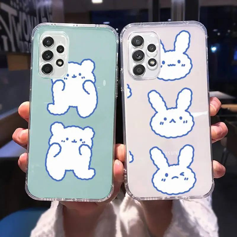 

Cute bunny bear dog stick figure Phone Case for Samsung A 51 50 52 12 21s 31 40 70 71 note S 20 10 21 ultra plus fe clear coque