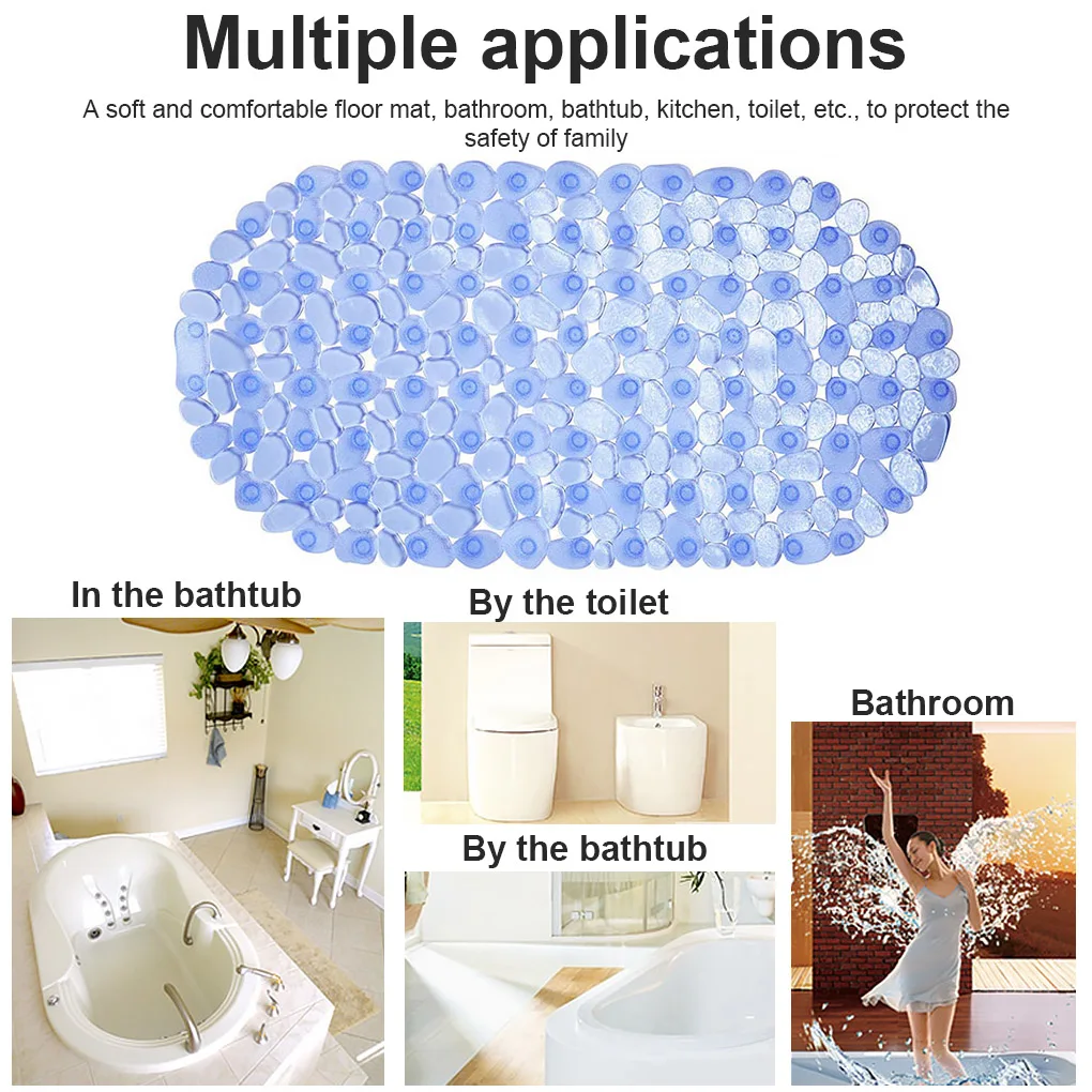 Нескользящий напольный коврик для ванной комнаты из ПВХ уплотненный галька