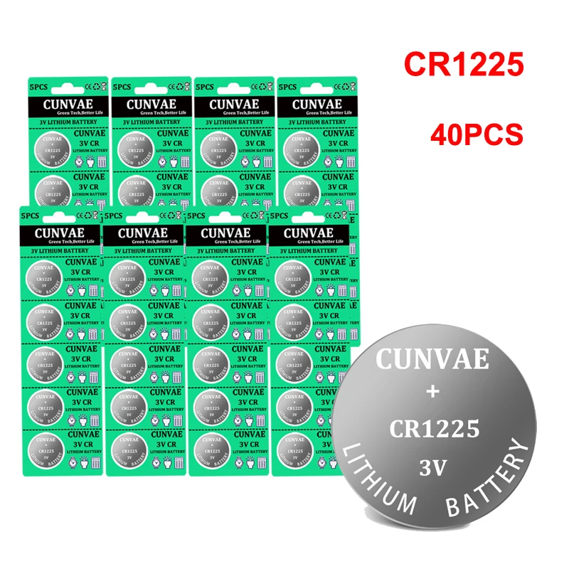 40 шт., литиевая батарея CR1225 3 в 1225 LM1225 BR1225 ECR1225 KCR1225