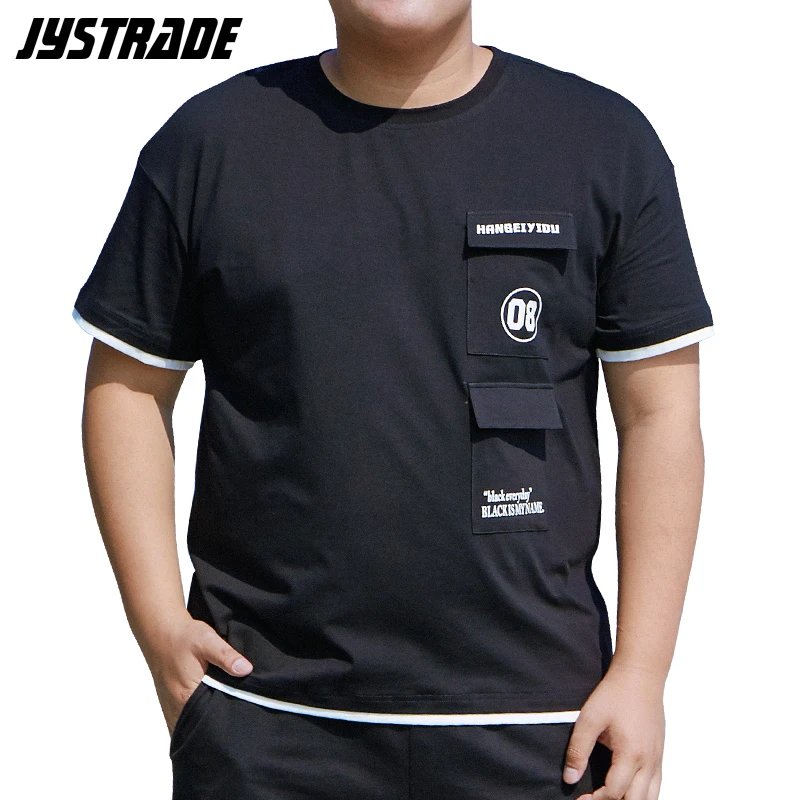 Уличная мужская японская футболка с карманом большие размеры мужские хлопковые