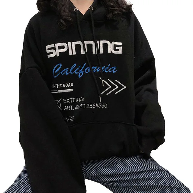 

Autumn/winter 2020 new Korean hooded long-sleeved sweater women's loose embroidery plus velvet lazy wind jacket women's clothing