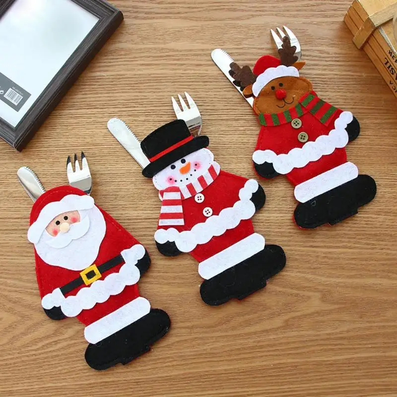 Фото Юбка брюки с ножом и вилкой Рождественский Санта Клаус снеговик столовые приборы