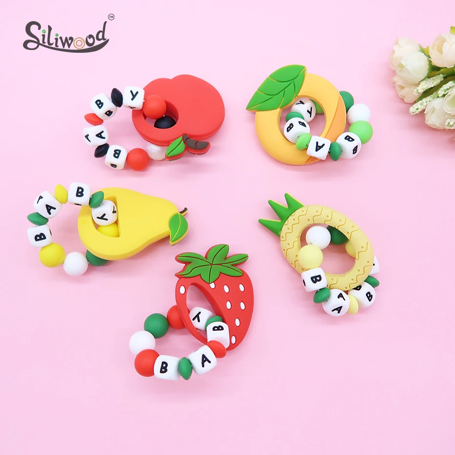 

Siliwood Fruit Baby Teether Personalized Name Food grade silicone Baby Pacifiers Clips BPA Free Eco-friendly Baby Teether Toys