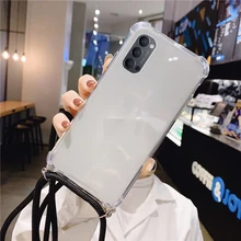 Luxury Lanyard Silicone Phone Case For Oppo Reno 4 3 2 Z F Ace Pro Find X2 RX 17 15 Neo R 11s 9s Ultra-thin Necklace Strap Funda