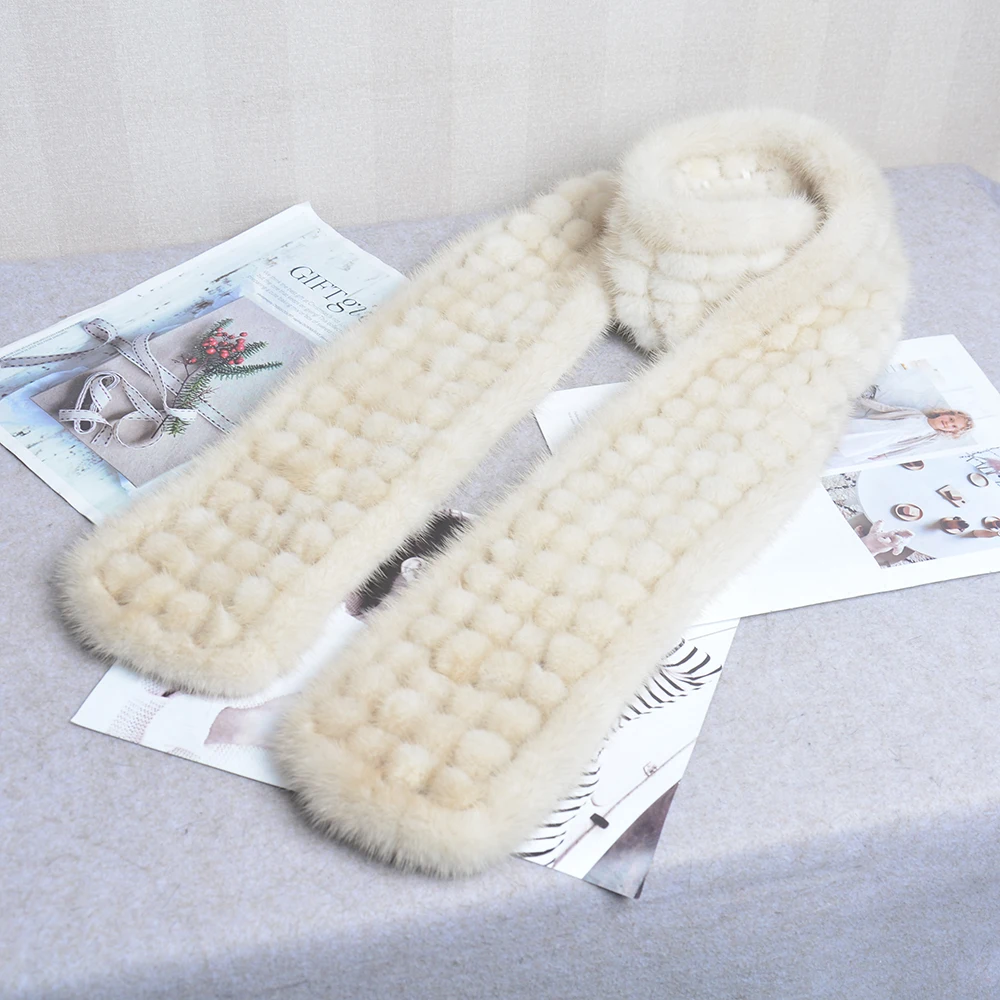 Модный Лидер продаж зимний теплый мягкий женский шарф из натурального меха норки