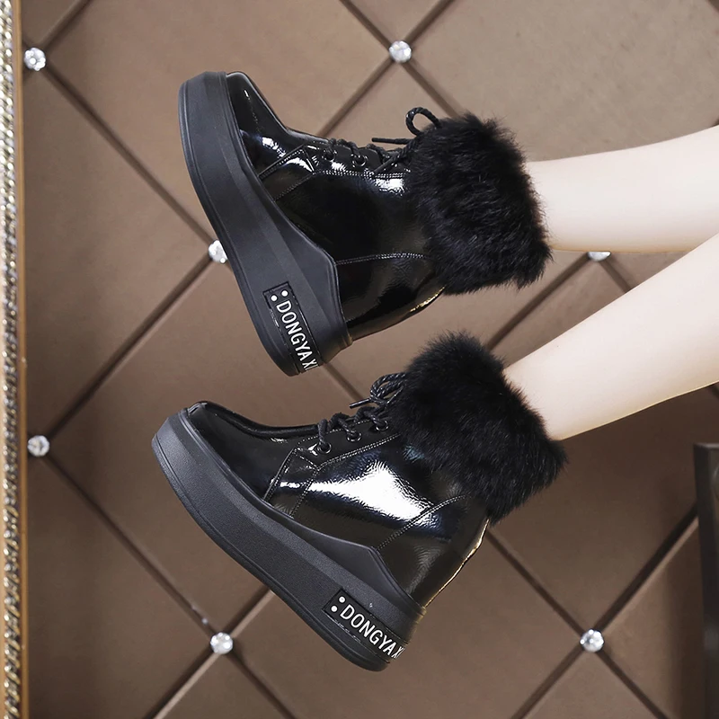 Ботинки на танкетке и платформе Женские ботинки в стиле ретро увеличивающие рост