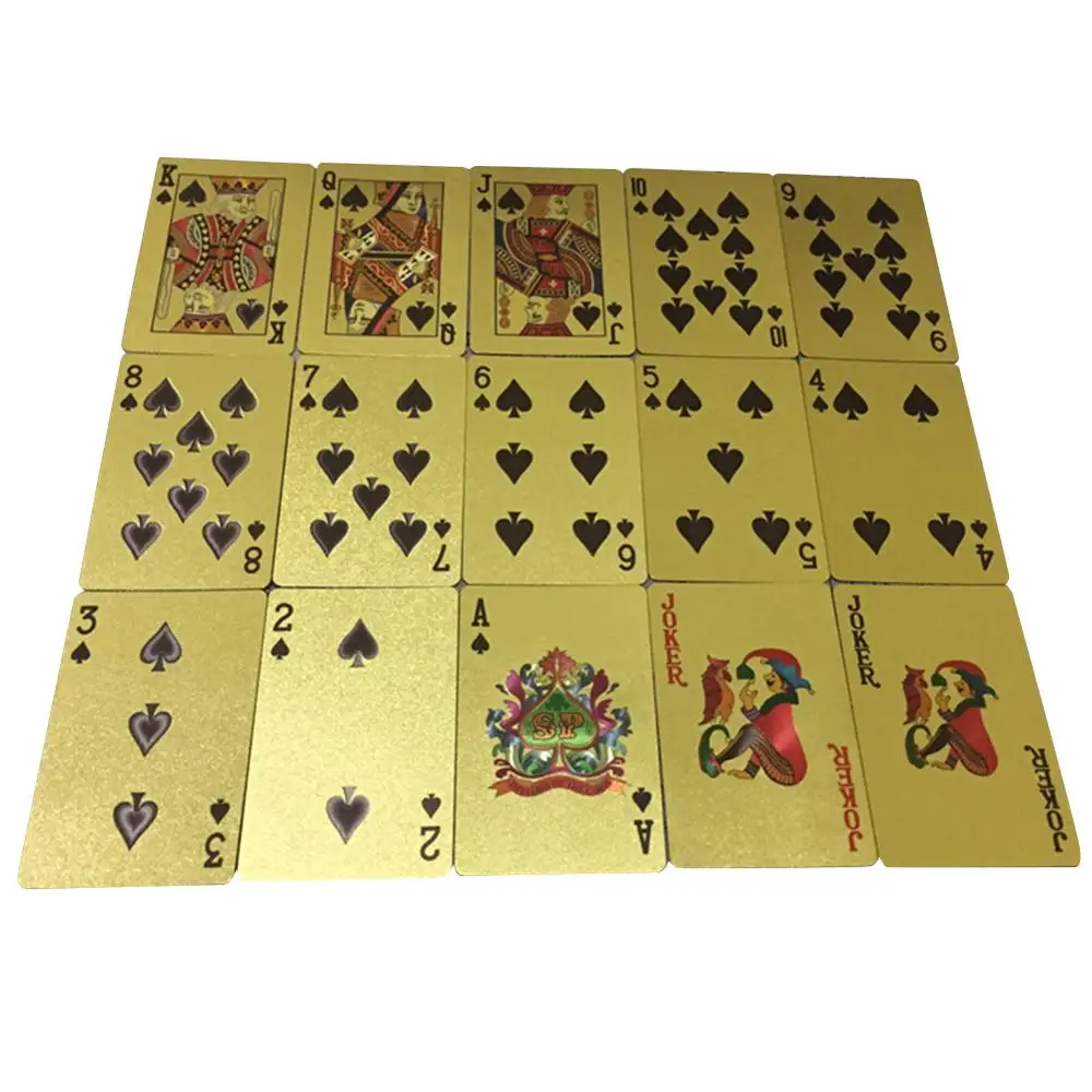 Gold B 24 к золотые игральные карты пластиковый Покер Игра палубная Фольга Набор для игры в покер волшебные карты Водонепрони - Цвет: Gold B