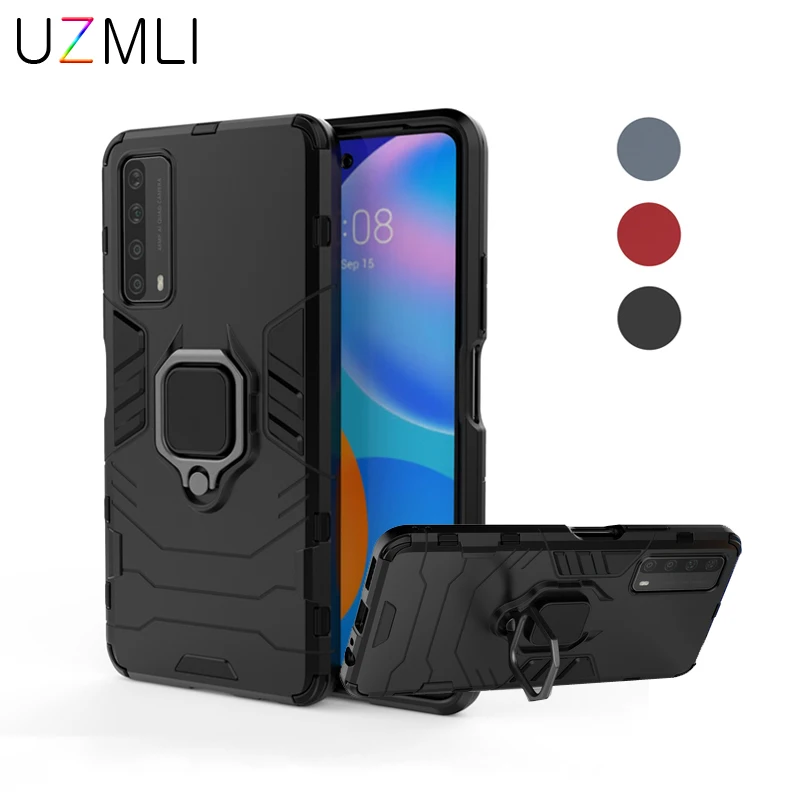 Чехол с магнитным кольцом на палец для Huawei P Smart 2021 2020 2019 противоударный
