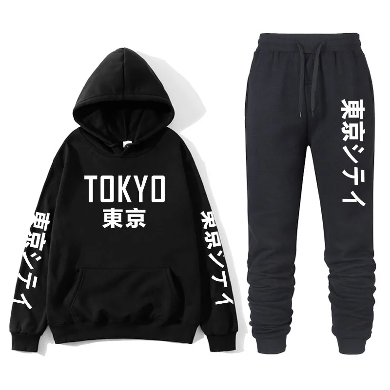 

Japanese street fashion printing men's with Tokyo Bay hoodie suit brand sportswear men's hip hop sweatshirt + sports pants autum