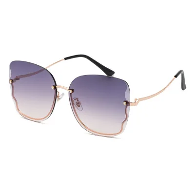 

New sunglasses ladies fashion frameless diamond nylon sunglasses ladies tide butterfly sunglasses