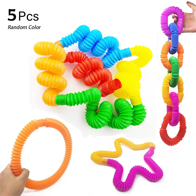 

5pcs Mini Pop Tubes Sensory Toy for Children Adult Stress Relieve Fidget Toys Pack Autism Antistress Plastic Bellow Squeeze Toys