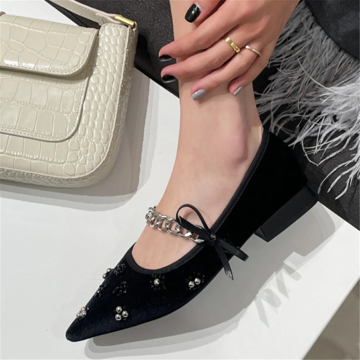 

kmeioo spring woman flat leisure cowskin shoes pointed toe flats shallow boat shoes female casual flats