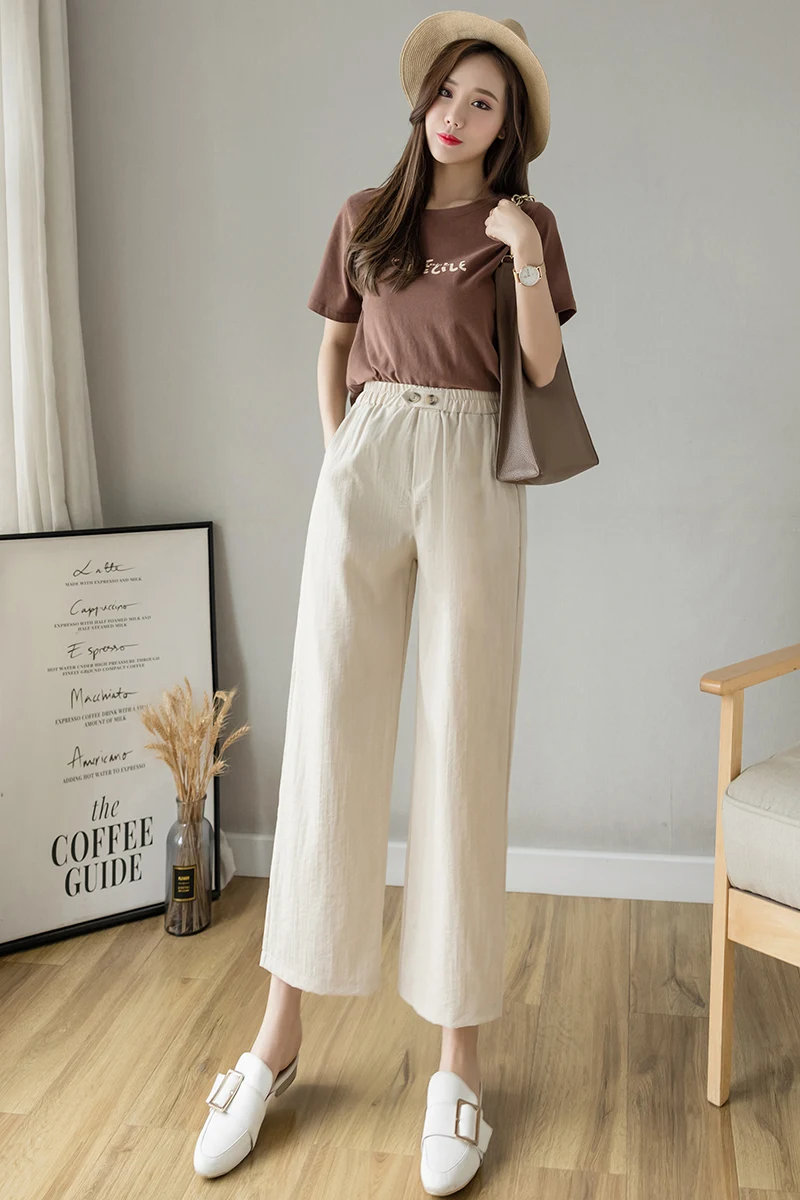 Повседневные платья из хлопка и льна широкие брюки пляжные для девочек в