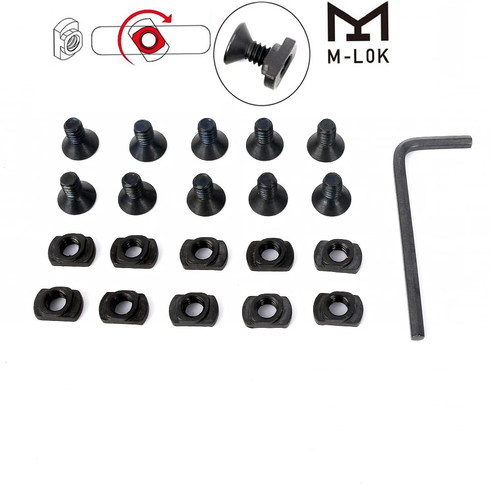 

10 Pack M-LOK Screw And Nut Replacement For MLOK Handguard Rail Sections Hunting