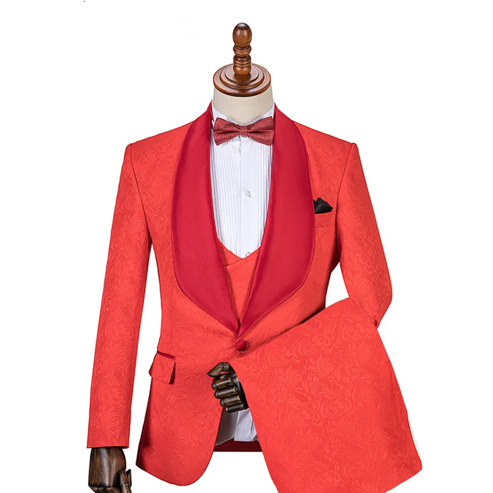 

New custom tuxedo, best man, wedding, groom, banquet, party, suit, dress, shawl, lapel three-piece suit (coat, waistcoat, pants)