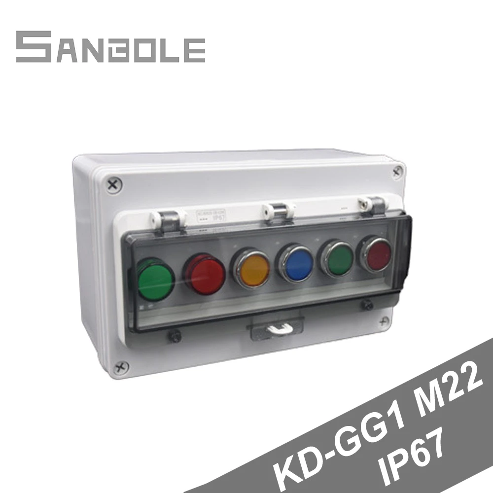 Six Holes Outdoor Waterproof Push Button Switch Set Junction Control Distribution Box Manual Operation 10A Screw Installation |