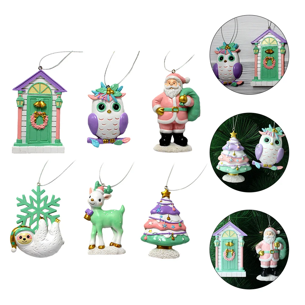 

6Pcs Xmas Tree Decorations Front Door Decorations Xmas Tree Hanging Pendants