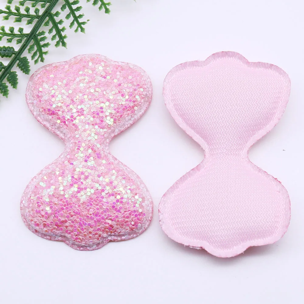 10pcs Patches On Clothes Glitter Padded Sequin Cloth Pretty Bowknot Knapsack Headwear Hair Clip Accessories Craft Supplies 084