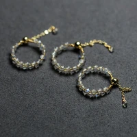 2022 new natural stone beads rings crystal round strand finger ring handmade creative band ring women party jewelry