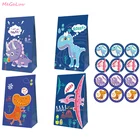 Динозавр коробка для конфет с наклейками Дино Бумага Подарочная конфетная сумка с изображением животных из джунглей подарки для тематической вечеринки на день рождения для детей Baby Shower Свадебные украшения