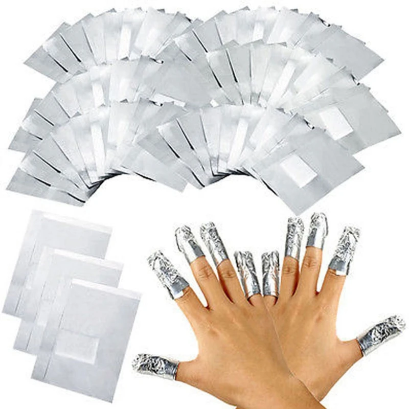 

Q1QD 50 Aluminium Foil Nail Art Soak Off Acrylic Gel Polish Nail Wraps Remover