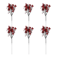 6pcs christmas leaf simulation fruit berry cutting wreath diy decor accessories
