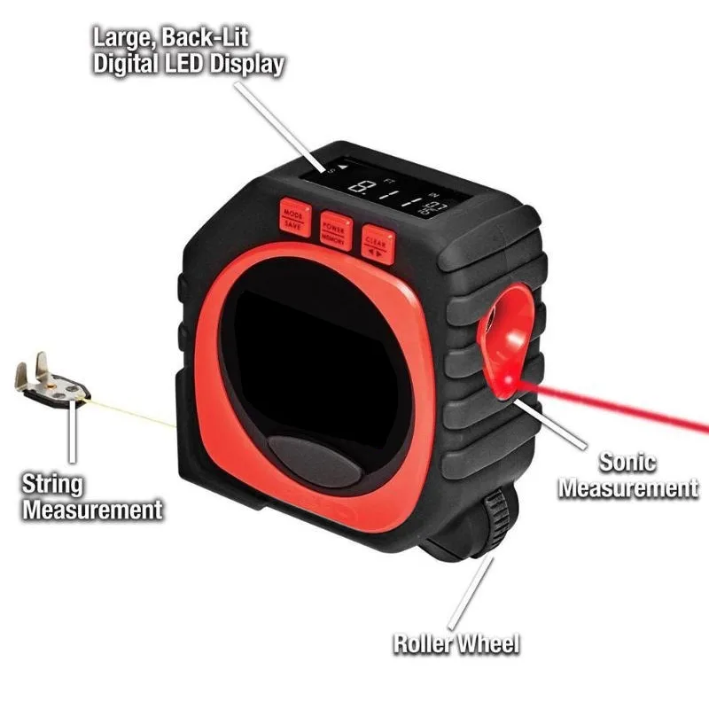 

3-in-1 Digital Tape Measure String Mode Sonic Mode & Roller Mode