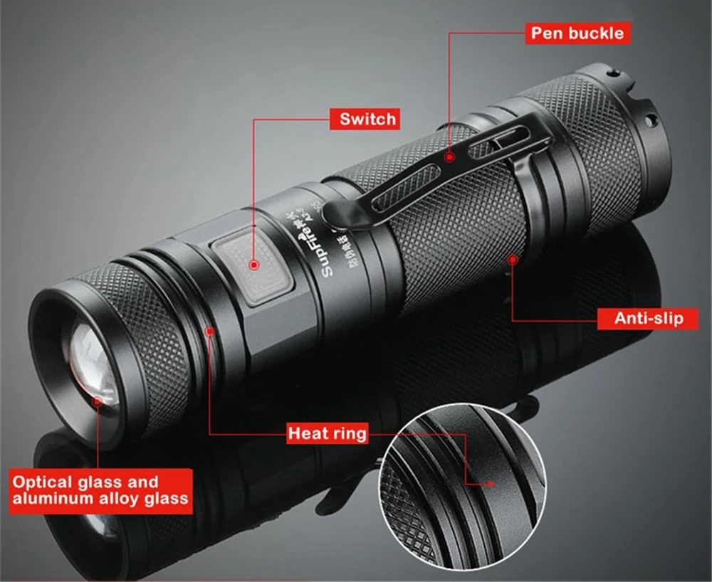 SupFire Flashlight Linterna LED Zoom Torch 26650 Flash Light Lanterna A2-S Powerful Flashlight Waterproof Camping Light 2000lm