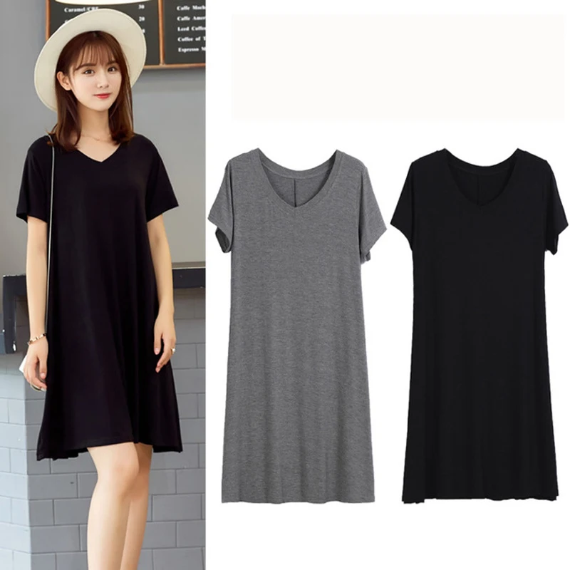 Горячая Распродажа свободные одноцветные ночные рубашки для женщин удобные
