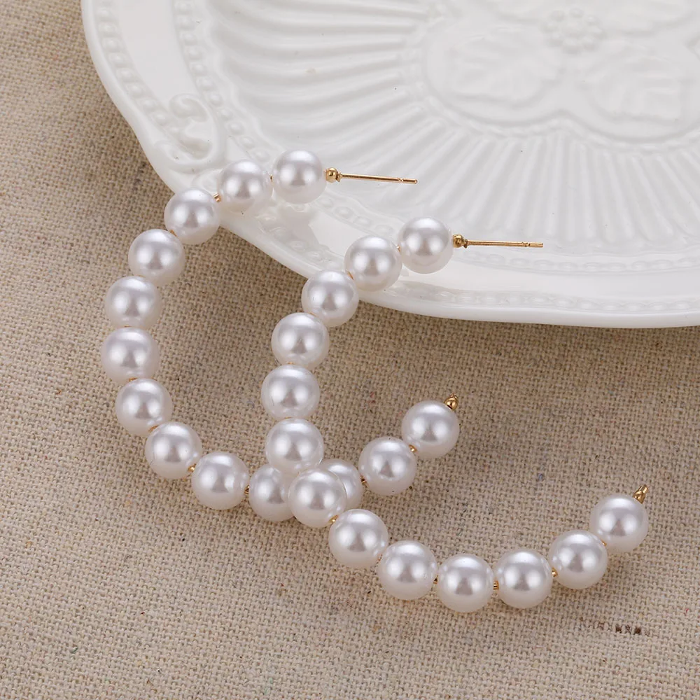 Большие жемчужные серьги-кольца для женщин и девушек уникальные витые большие