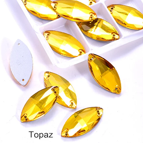 Topaz Многие Цвета лошадиный глаз пришить стразы маркиза, головастой формы лист с украшением в виде кристаллов Стекло пришить стразы свадебное платье Y1651 - Цвет: Topaz