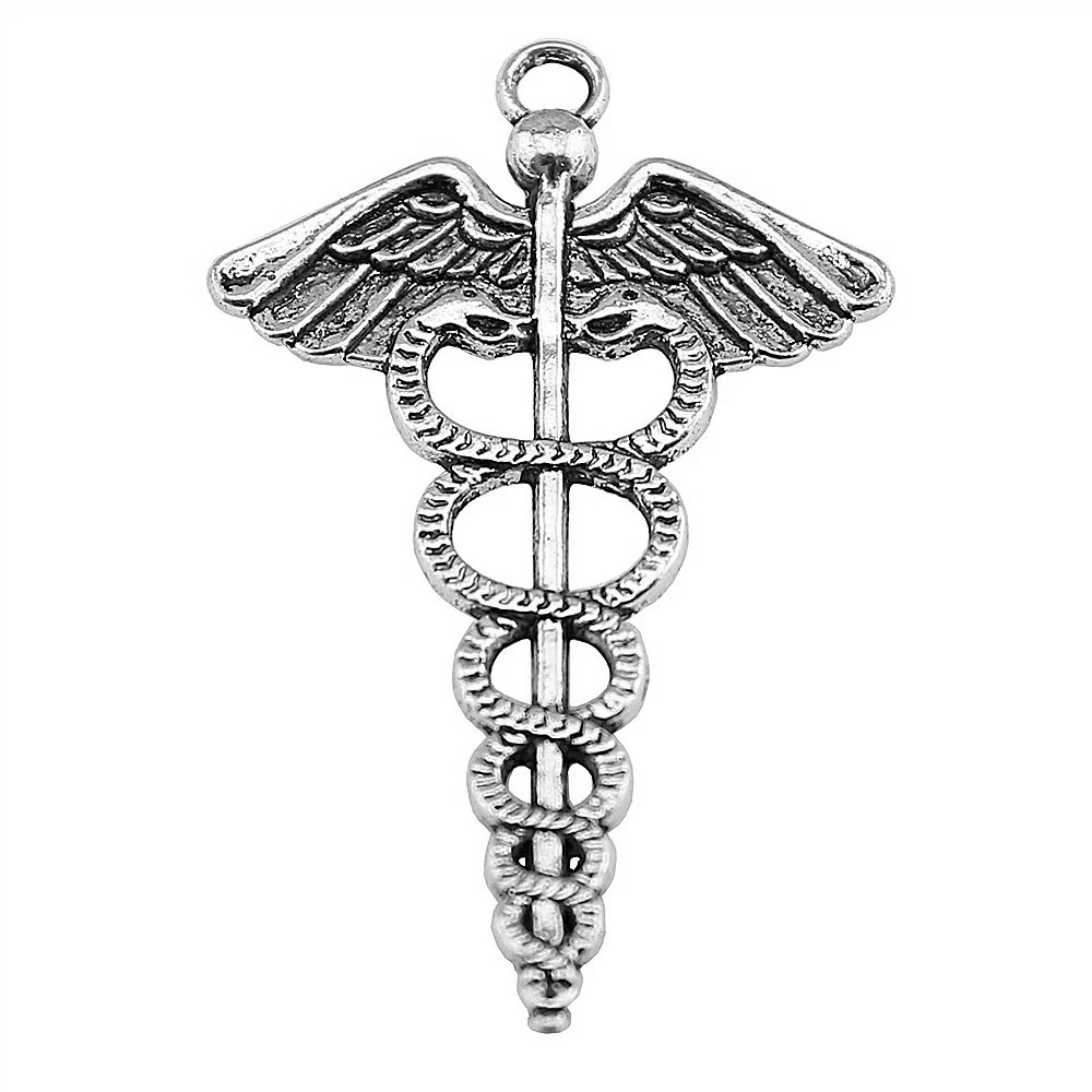 10 шт. Медицинский символ Кадуцей кулон 2 Цвета бисер прелести 49x30mm|Шармы| |