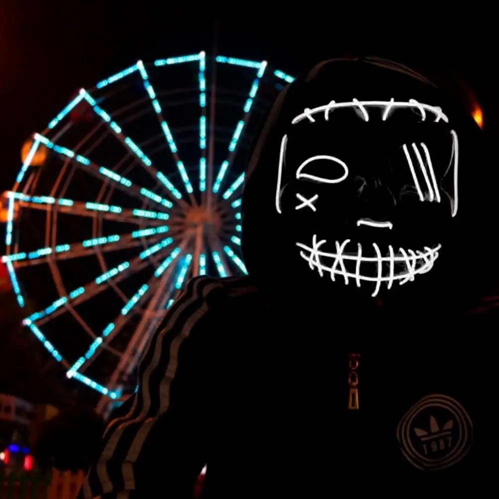 

Cos Mask Halloween Mixed Color Led Mask Party Masque Masquerade Masks Neon Maske Light Glow In The Dark Horror Mask Glowing Mask