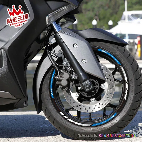 Blue Для Xmax 250 300 400 наклейки на колеса мотоцикла Светоотражающие Водонепроницаемые обода мотоцикла подходит - Цвет: Blue
