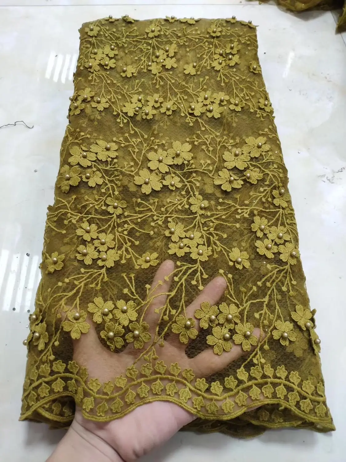

French Mesh Lace Fabric Embroiderey African Lace Fabric High Quality Nigerian Lace Fabric For Wedding