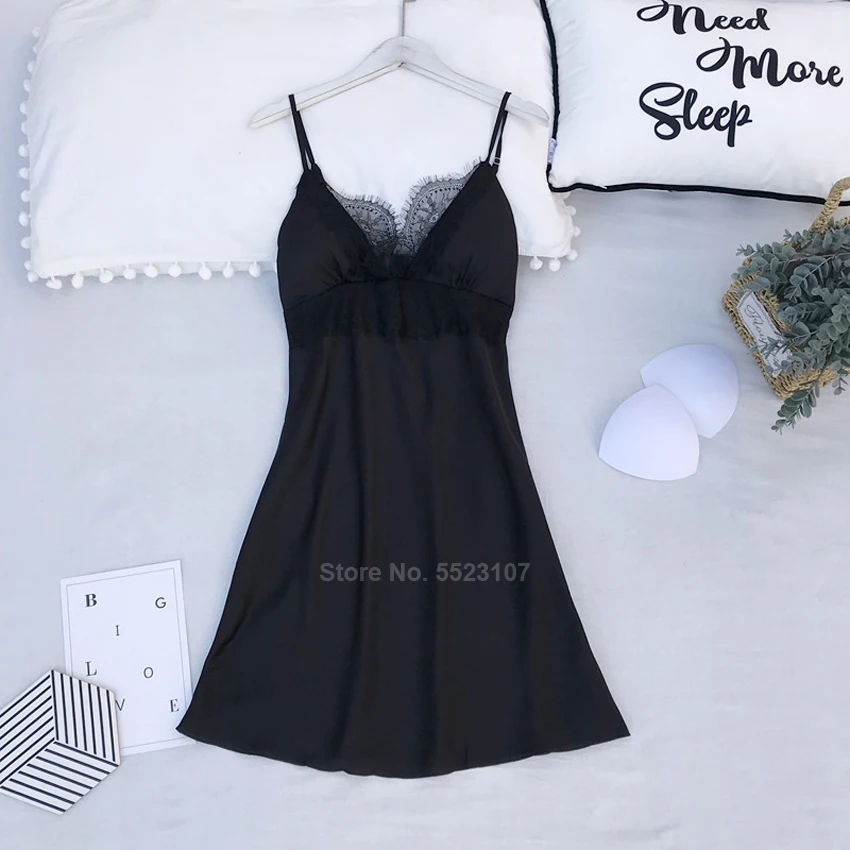 Женский пижамный комплект однотонного цвета пикантная кружевная шелковая