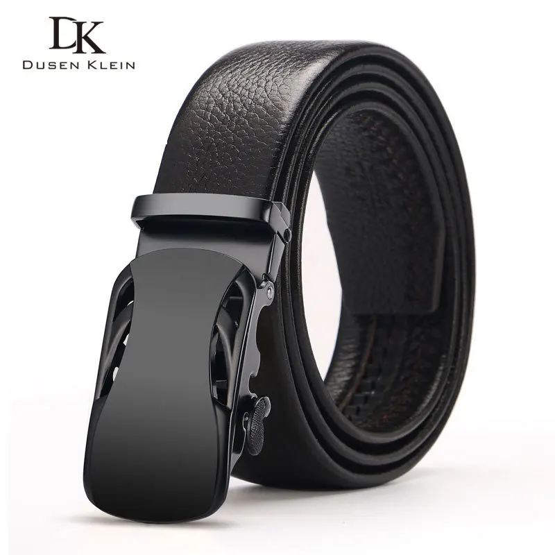 Новый кожаный ремень мужской автоматический черный с пряжкой из натуральной