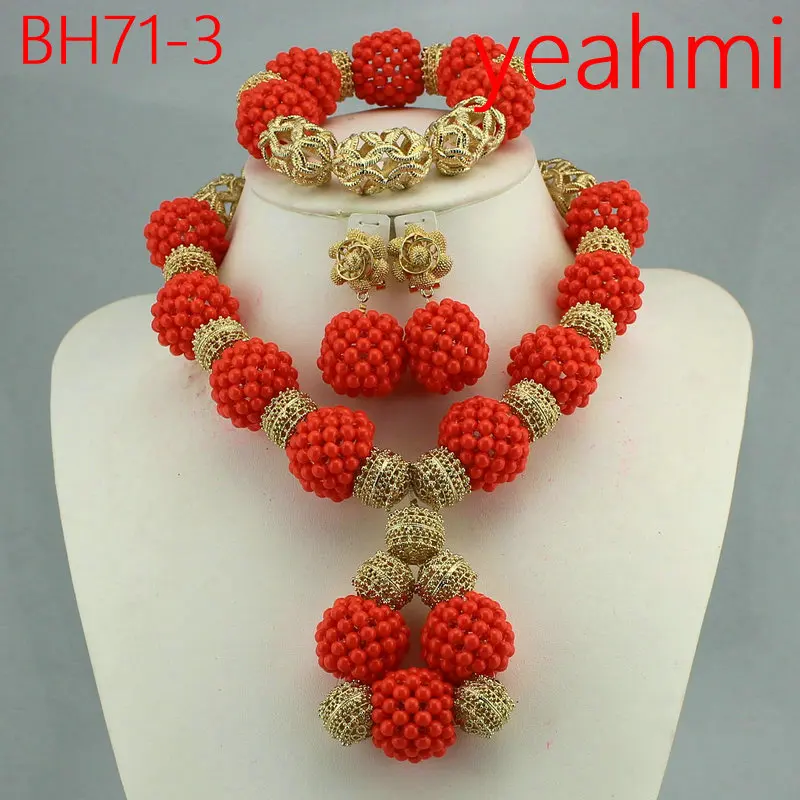 

African Bride Balls Jewelry Set Indian Nigerian Wedding Beads Statement Necklace Set 2020 New Free Shipping BH71-1