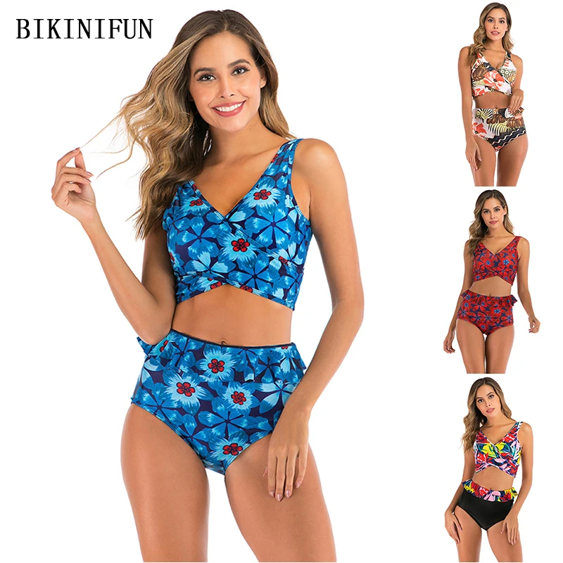 Женский раздельный купальник с принтом Bralette сексуальный передней частью и