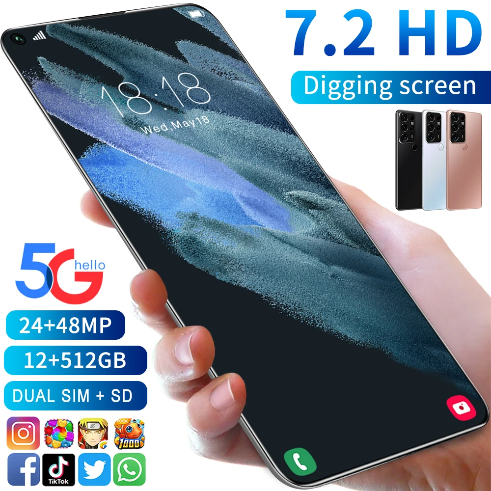 

Global Version New Smartphone S25 Ultra 7.2Inch 12GB+512GB Android 10 Deca Core 5G 5800mah 24MP+48MP MTK6899 Telephone Celulares
