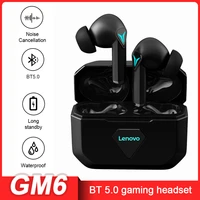 lenovo gm6 bt 5 0 gaming earbuds low latency earphones charging box wireless headphone stereo waterproof earbuds with microphone